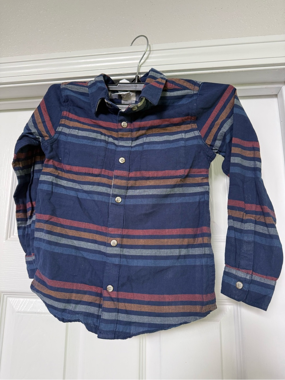 Hanna Andersson Navy Multicolor Striped Button-Down Shirt